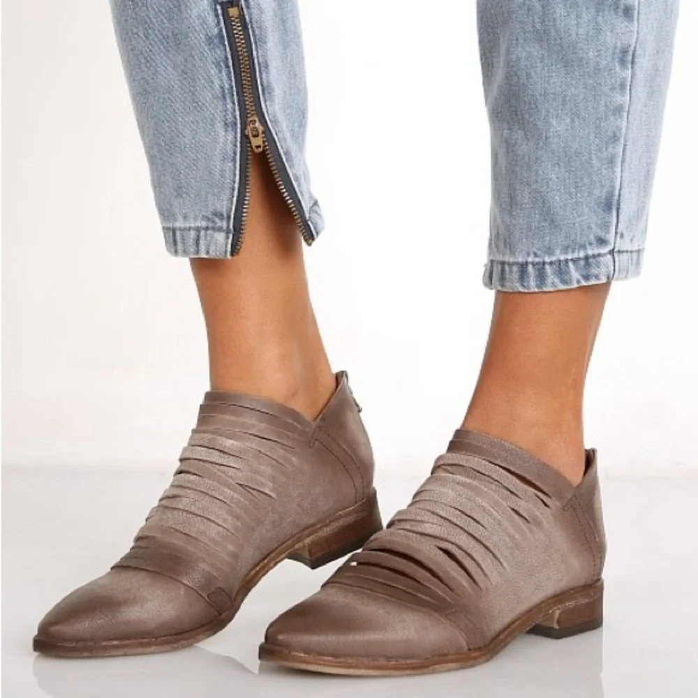 Free People Women's Lost Valley Brown leather Ankle Boots size EU 38